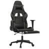 Silla gaming de masaje y reposapiés cuero sintético negro gris 3
