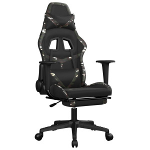 Silla gaming masaje reposapiés cuero sintético negro camuflaje H