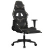 Silla gaming masaje reposapiés cuero sintético negro camuflaje 4
