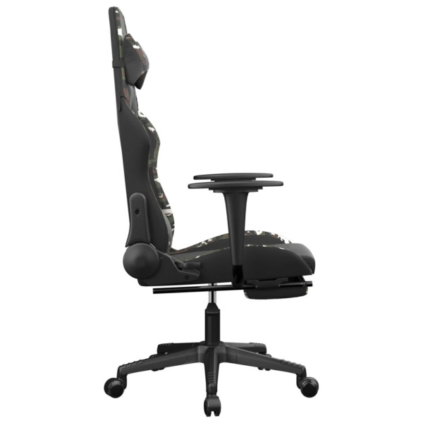 Cadeira gaming massagens apoio pés couro artif preto/camuflagem M 3