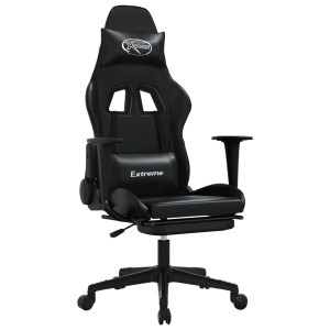 Silla gaming de masaje y reposapiés cuero sintético negro H