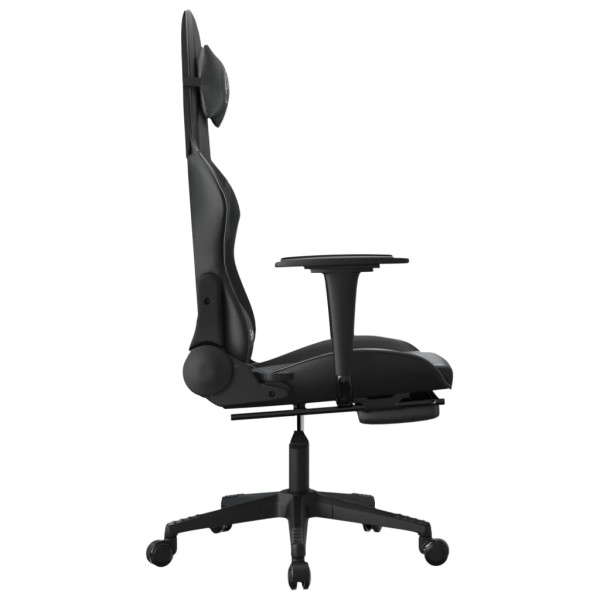 Cadeira gaming massagens c/ apoio pés couro artif. preto M 5