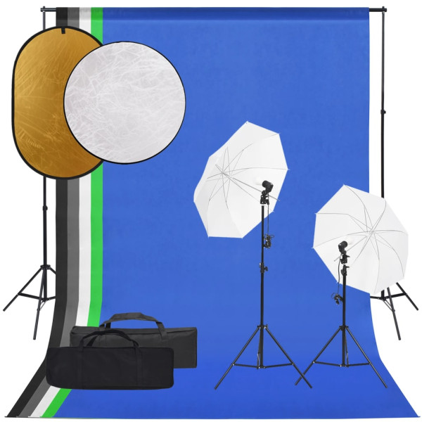 Kit de estudio fotográfico con set de luces. fondo y reflector D