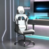 Silla gaming masaje y reposapiés cuero sintético negro blanco 1