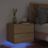 Mesita de noche de pared con luces LED roble Sonoma 1