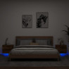 Mesitas de noche de pared con luces LED 2 uds roble ahumado 1