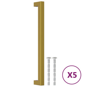 Puxadores para móveis 5 pcs 224 mm aço inoxidável dourado H