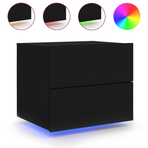 Mesa de cabeceira de parede com luzes LED preto H