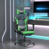 Silla gaming con reposapiés cuero sintético negro verde 1