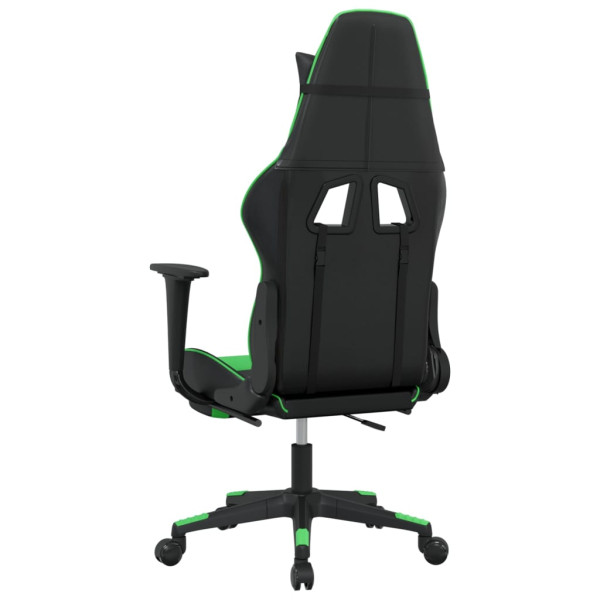 Silla gaming con reposapiés cuero sintético negro verde M 5