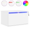 Mesas de cabeceira de parede com luzes LED 2 pcs branco 5