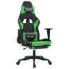 Cadeira gaming massagens c/ apoio pés couro artif. preto/verde 2