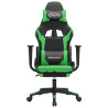 Cadeira gaming massagens c/ apoio pés couro artif. preto/verde 4
