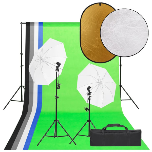 Kit de estudio fotográfico con set de luces. fondo y reflector D