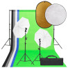 Kit de estudio fotográfico con set de luces. fondo y reflector 1
