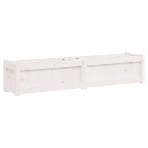 Jardinera de madera maciza de pino blanca 150x31x31 cm H