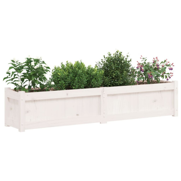 Jardinera de madera maciza de pino blanca 150x31x31 cm M 4
