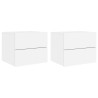 Mesas de cabeceira de parede com luzes LED 2 pcs branco 2