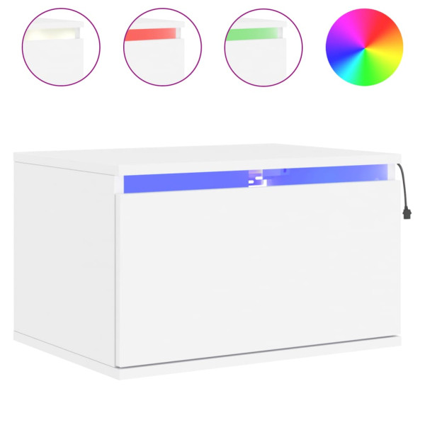 Mesita de noche de pared con luces LED blanco M 2
