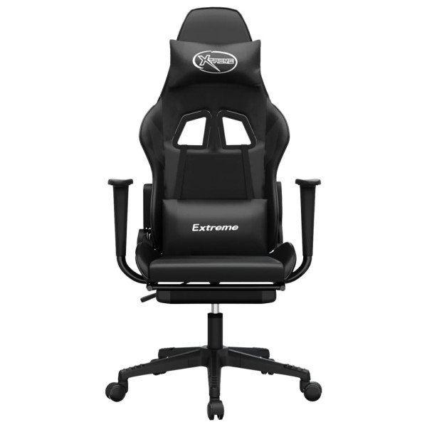 Silla gaming con reposapiés cuero sintético negro M 3