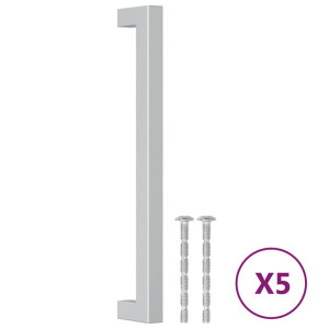 Puxadores para móveis 5 pcs 192 mm aço inoxidável prateado H