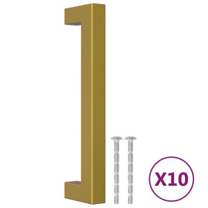 Puxadores para móveis 10 pcs 128 mm aço inoxidável dourado H