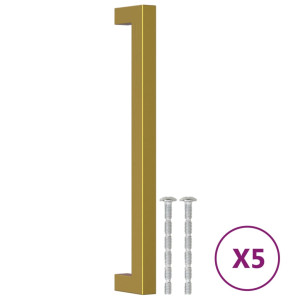 Tiradores para armarios 5 uds acero inoxidable dorado 192 mm H