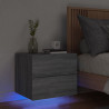 Mesa de noite de parede com luzes LED cinza Sonoma 1