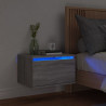 Mesa de cabeceira de parede com luzes LED cinzento sonoma 1