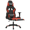 Silla gaming de masaje y reposapiés cuero sintético negro rojo 4