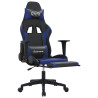 Cadeira gaming massagens c/ apoio pés couro artif. preto/azul 3