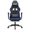 Silla gaming de masaje y reposapiés cuero sintético negro azul 4