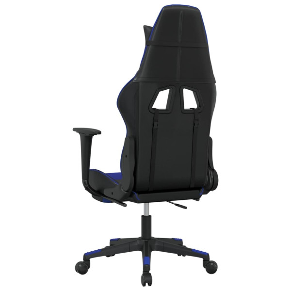 Silla gaming con reposapiés cuero sintético negro azul M 5