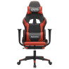 Cadeira gaming c/ apoio pés couro artificial preto e vermelho 3