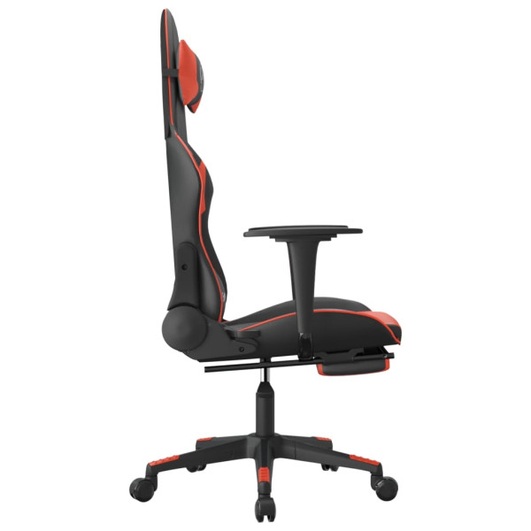 Silla gaming con reposapiés cuero sintético negro rojo M 4