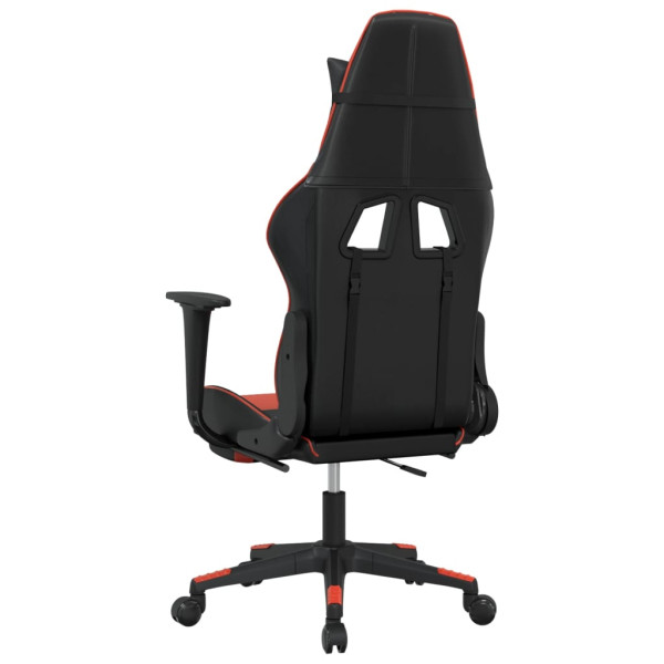 Silla gaming con reposapiés cuero sintético negro rojo M 5