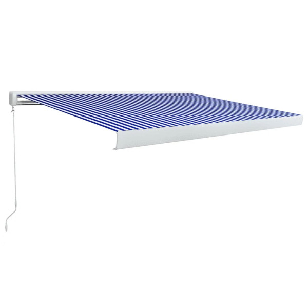 Toldo de carrete manual azul y blanco 350x250 cm M 2