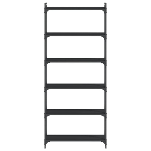 Librería de 6 estantes madera de ingeniería negro 80x30x188 cm M 4