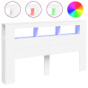 Cabeceira cama c/ LEDs 180x18.5x103.5 cm deriv. madeira branco 2