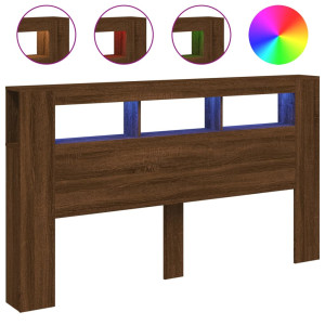 Cabeceira c/ LEDs 180x18.5x103.5 cm carvalho castanho H