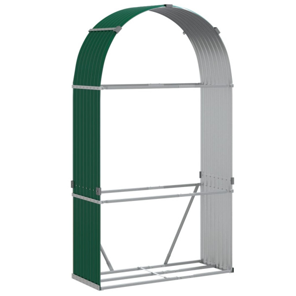 Suporte de lenha 120x45x210 cm aço galvanizado verde M 2