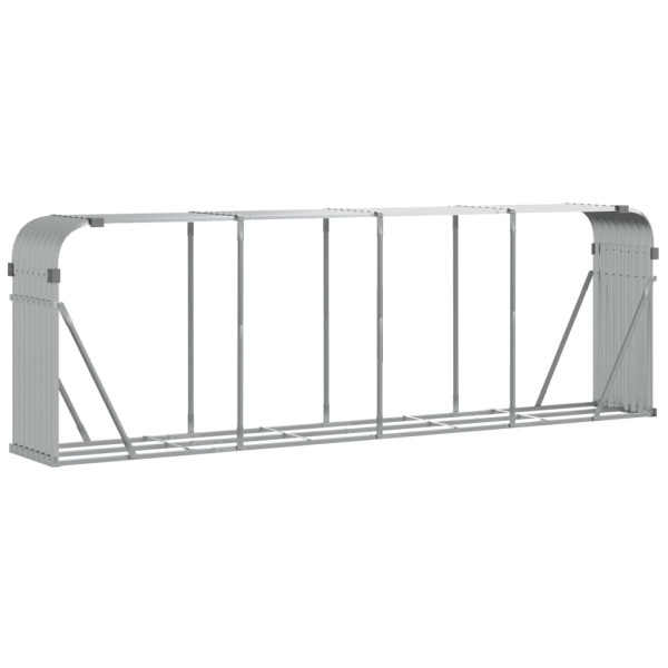 Suporte de lenha 300x45x100 cm aço galvanizado prateado M 2
