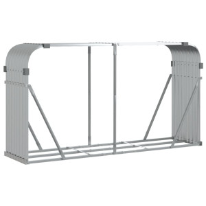 Suporte de lenha 180x45x100 cm aço galvanizado prateado H