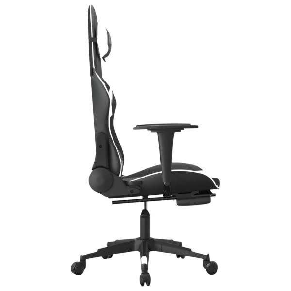 Silla gaming con reposapiés cuero sintético negro blanco M 4