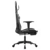Silla gaming con reposapiés cuero sintético negro blanco 4