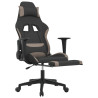 Cadeira de massagem gaming com suporte de pés de tecido preto e cinza taupe 3
