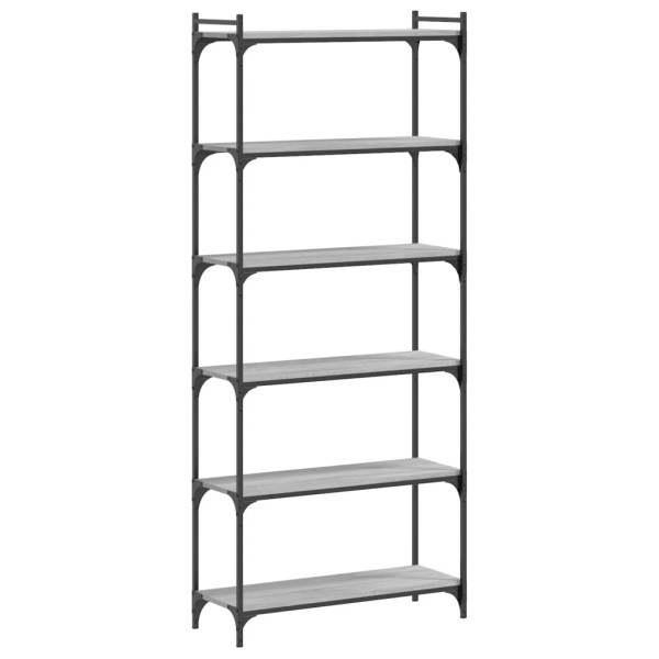 Librería 6 estantes madera ingeniería gris Sonoma 80x30x188 cm M 2