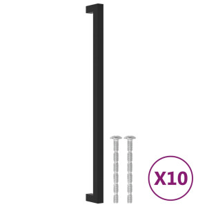 Puxadores para móveis 10 pcs 320 mm aço inoxidável preto H