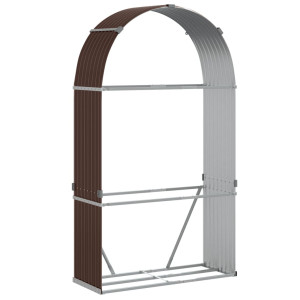 Suporte de lenha 120x45x210 cm aço galvanizado castanho H