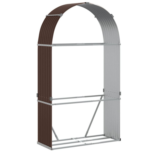 Suporte de lenha 120x45x210 cm aço galvanizado castanho M 2